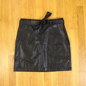 Faux Leather Belted Mini Skirt